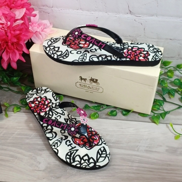 Coach Kerrie Poppy Flip Flops Vintage NIB - Picture 1 of 9